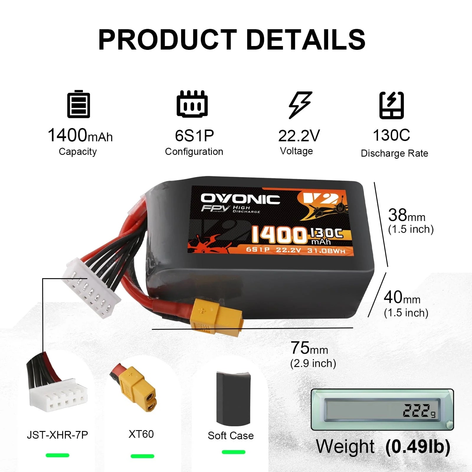 Ovonic 6S 1400mAh 130C LiPo Ba - Walksnail Avatar Hd Goggles X recension och pris
