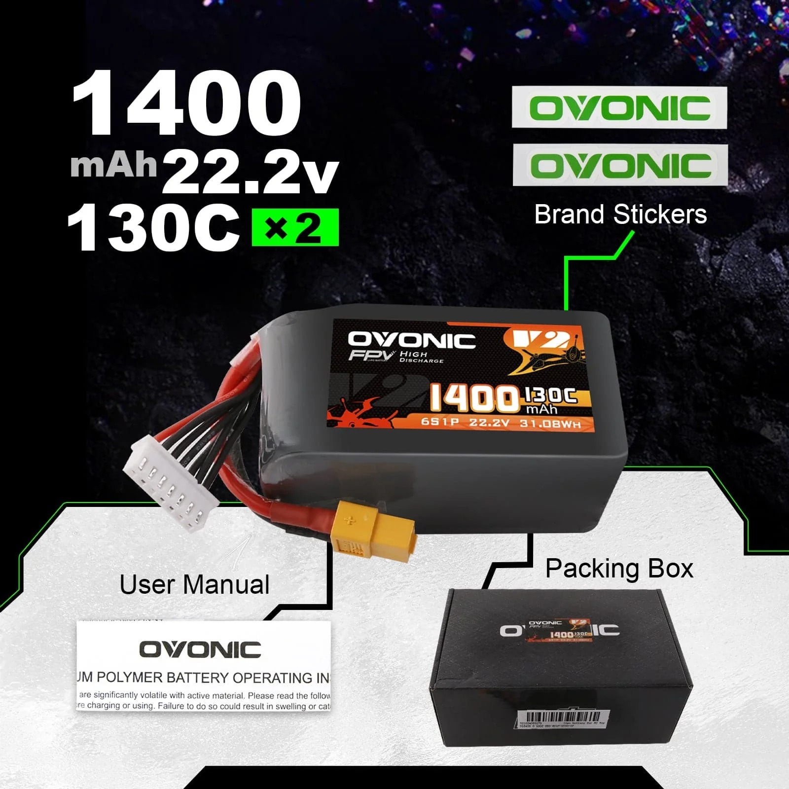 Ovonic 6S 1400mAh 130C LiPo Ba - Walksnail Avatar Hd Goggles X recension och pris
