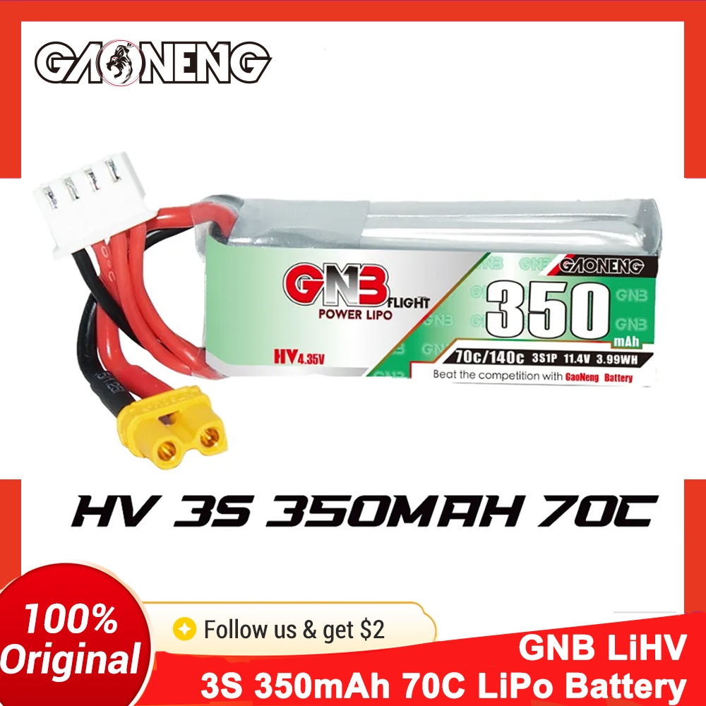 Gaoneng GNB 350mAh 3S 70C LiPo - Walksnail Avatar Hd Goggles X recension och pris